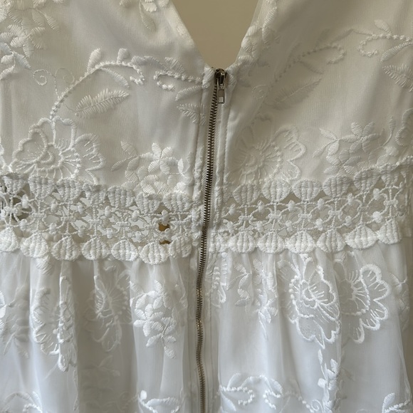 Ankle length white floral sheer dress - Picture 4 of 8